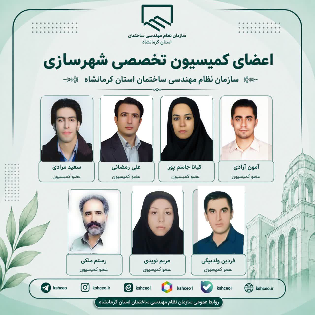 اعضای کمیسیون تخصصی شهرسازی سازمان نظام مهندسی ساختمان استان کرمانشاه ( مطابق مصوبه جلسه ۵۹ )  ، دوره دهم هیات مدیره
