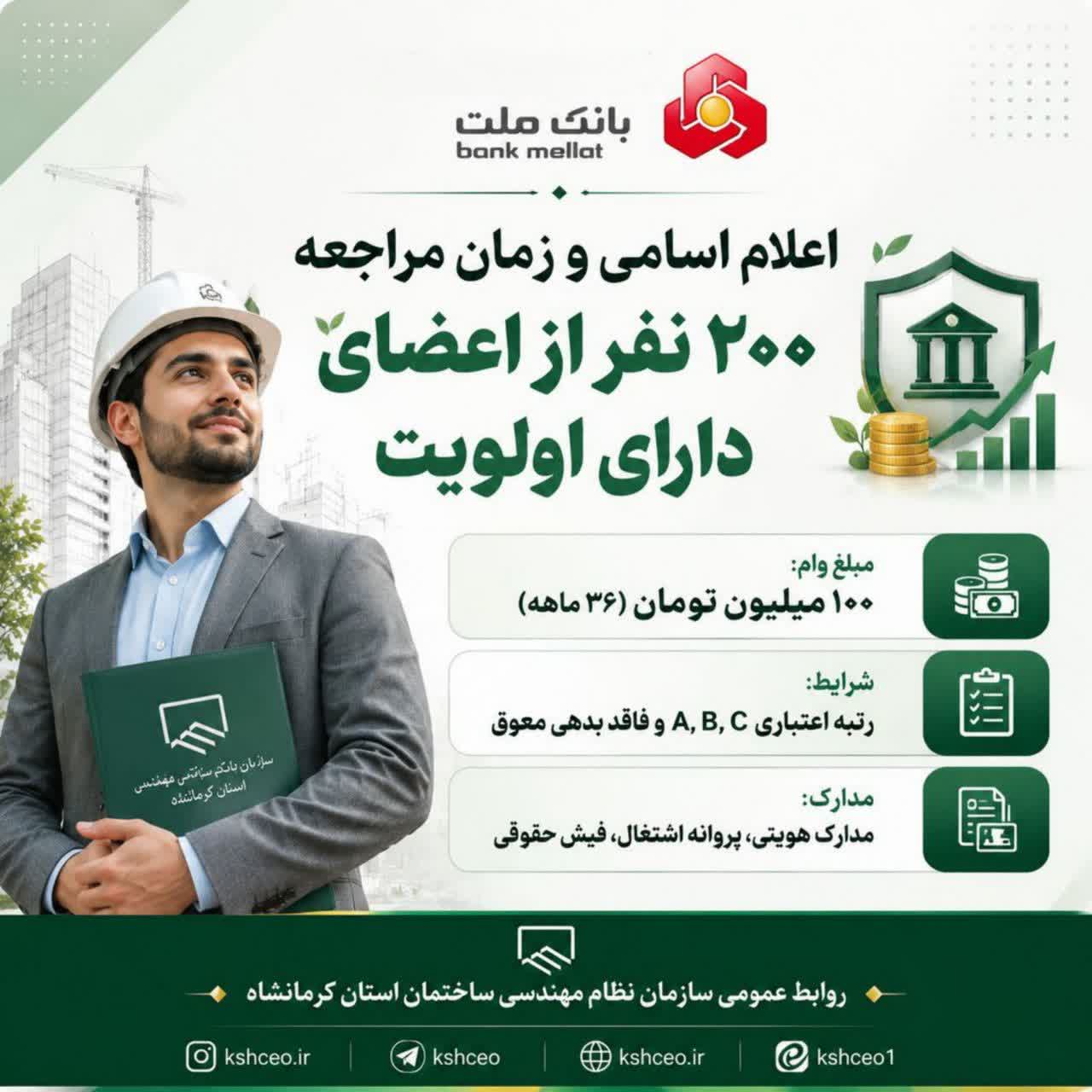اطلاعیه اعلام اسامی، زمان مراجعه و مدارک مورد نیاز وام بانک ملت